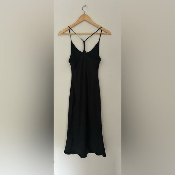 ARITZIA BABATON Cox black satin silky slip midi dress sleeveless racerback xs - Picture 6 of 9